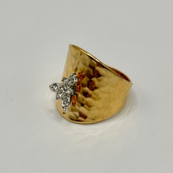 Vintage 18K HGE Heavy Gold Electroplate Crystal Fly Ring - Picture 5 of 11